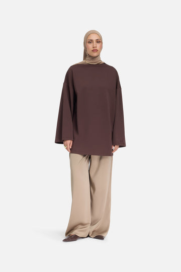 High Neck Tee | Marron foncé