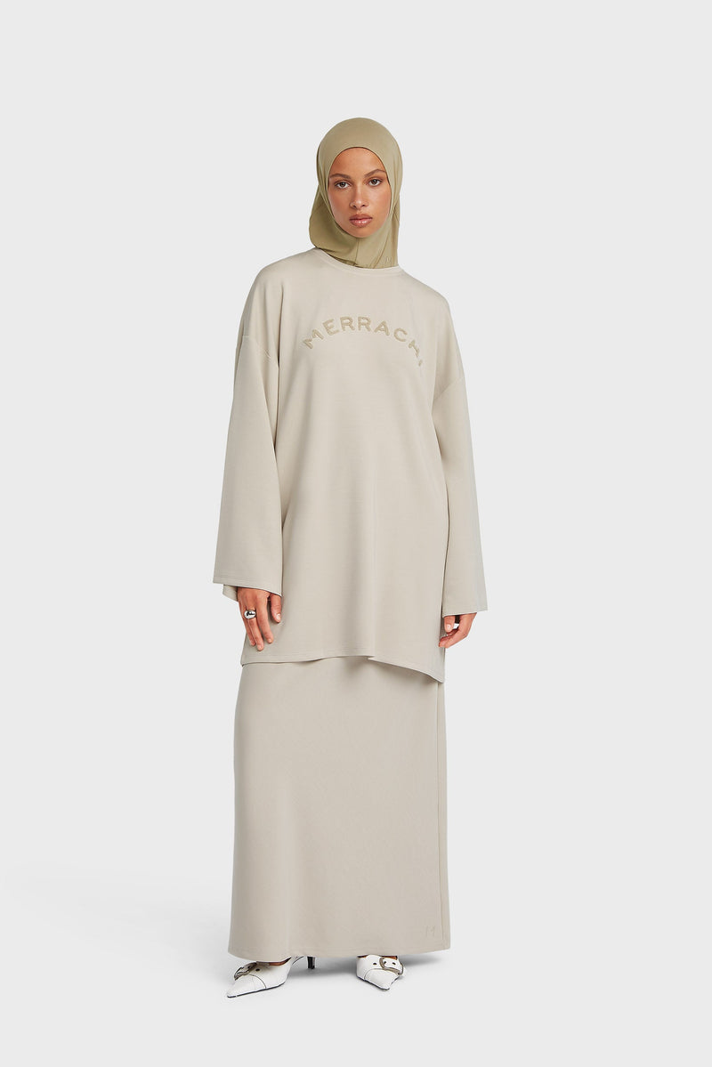 Jersey Modal Jupe | Taupe doux