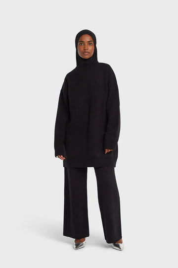 Knitted Straight Pantalon | Noir