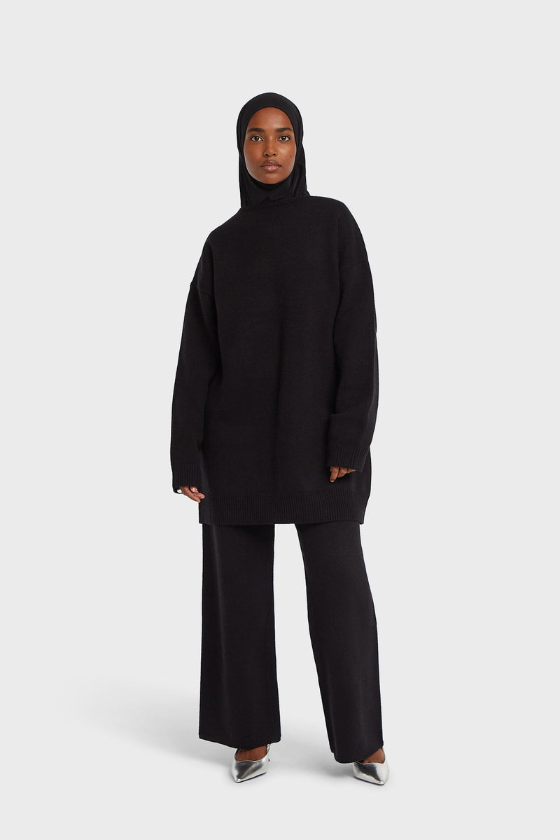 Knitted Straight Pantalon | Noir
