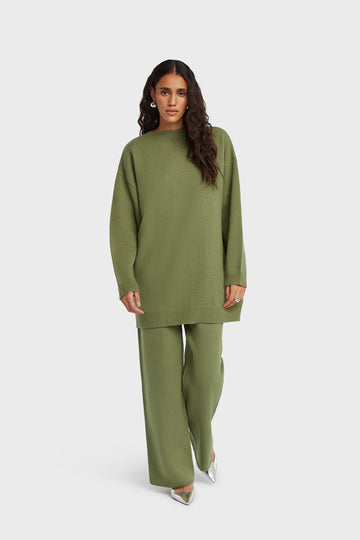 Knitted Straight Pantalon | Leaf