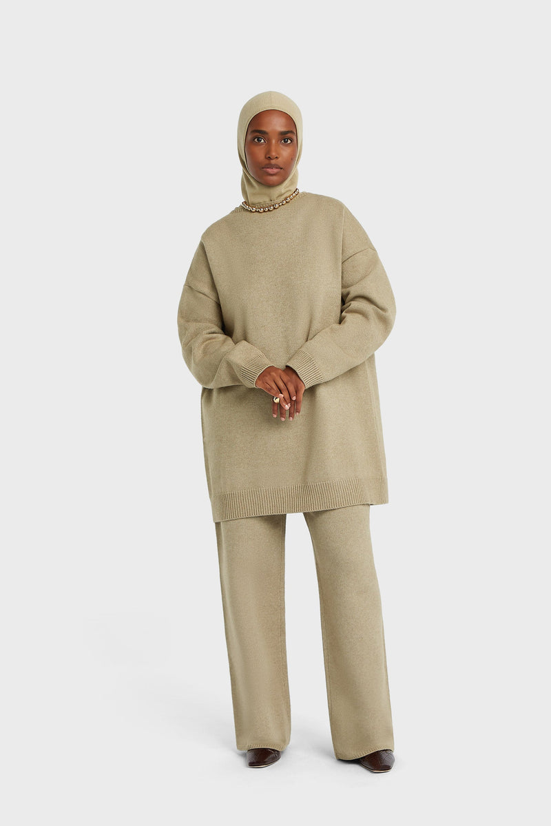 Knitted Straight Pantalon | Vison
