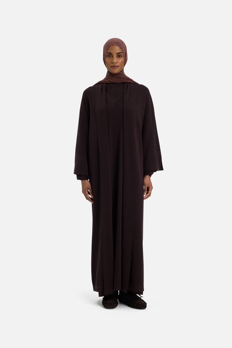 Knitted Abaya | Marron foncé