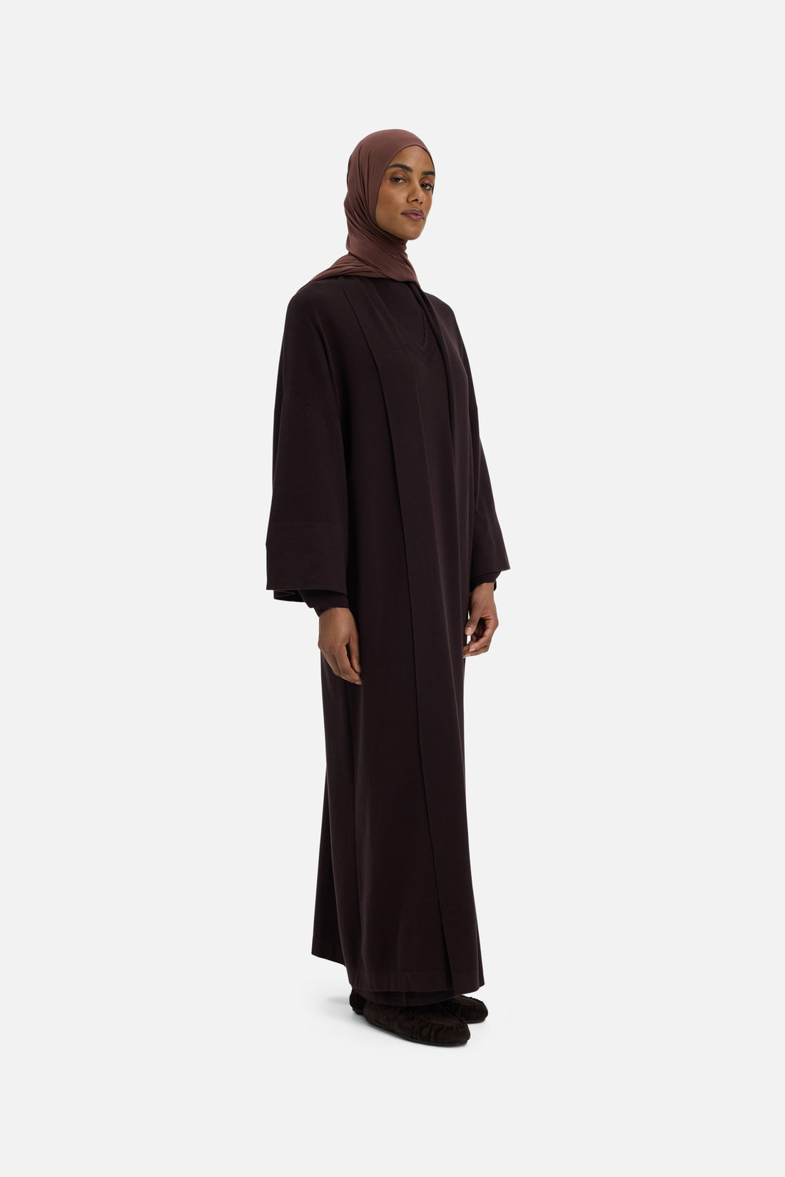 Knitted Abaya | Marron foncé