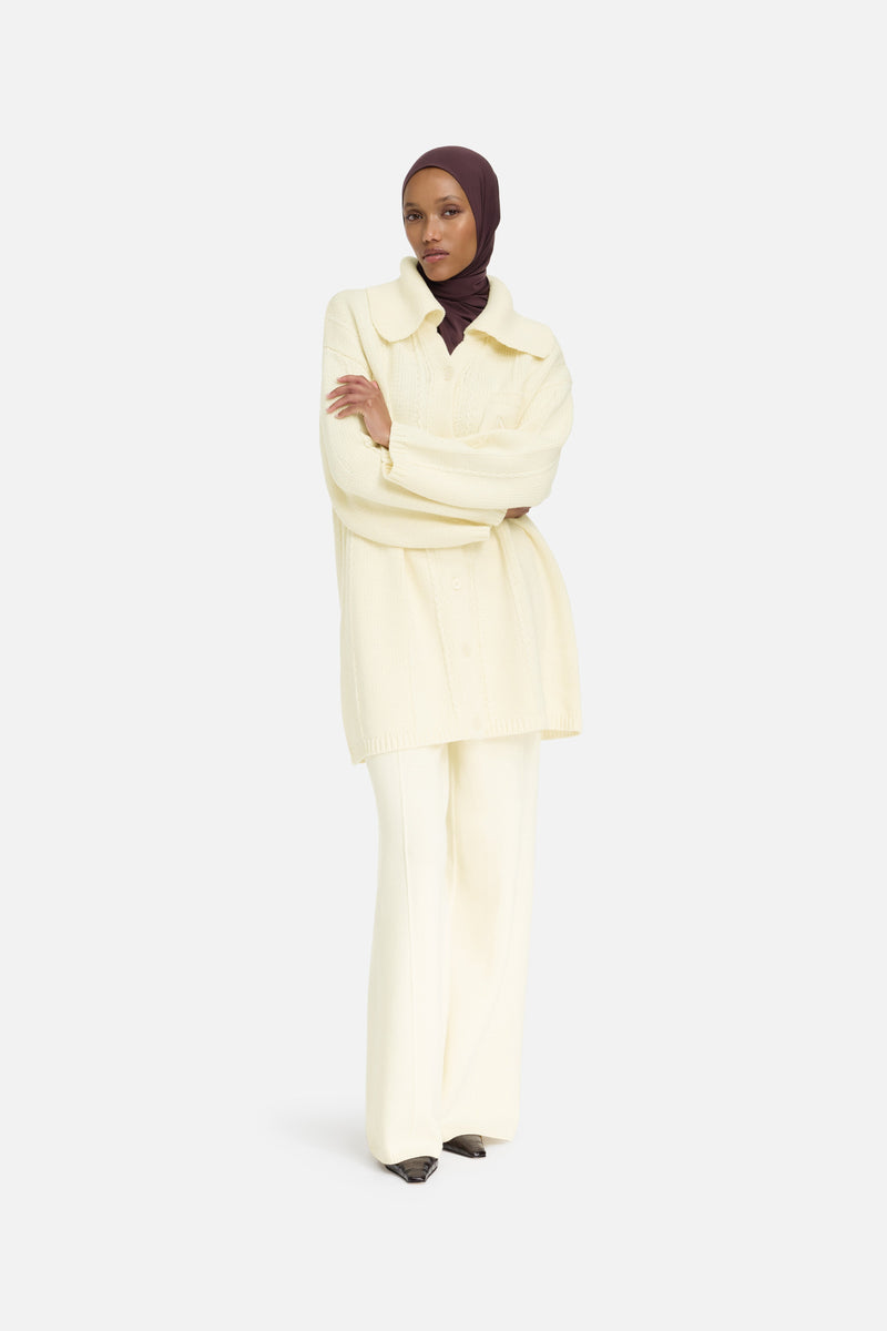 Knitted Cable Pantalon | Porcelaine