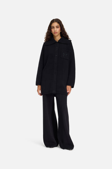Knitted Collar Cardigan | Noir