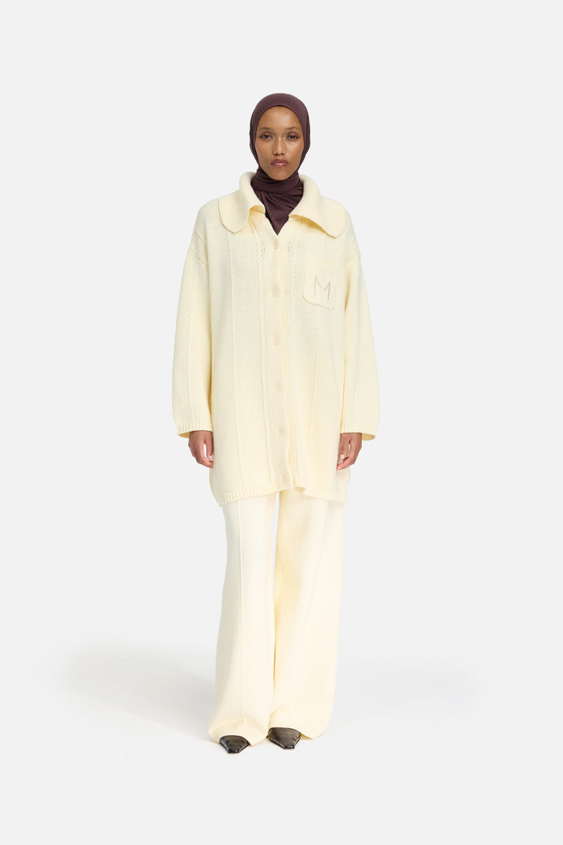 Knitted Collar Cardigan | Porcelaine