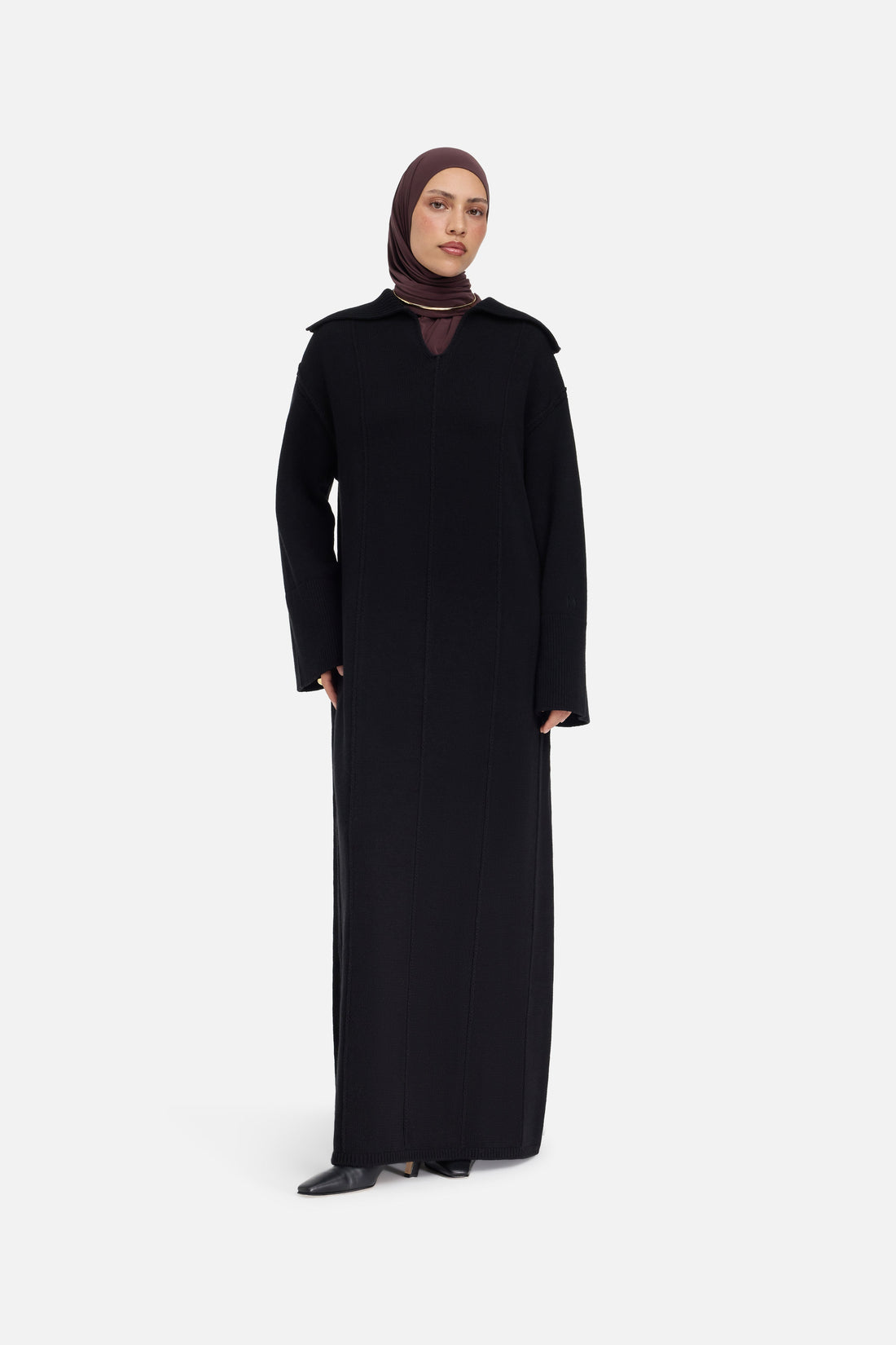 Knitted Collar Robe | Noir