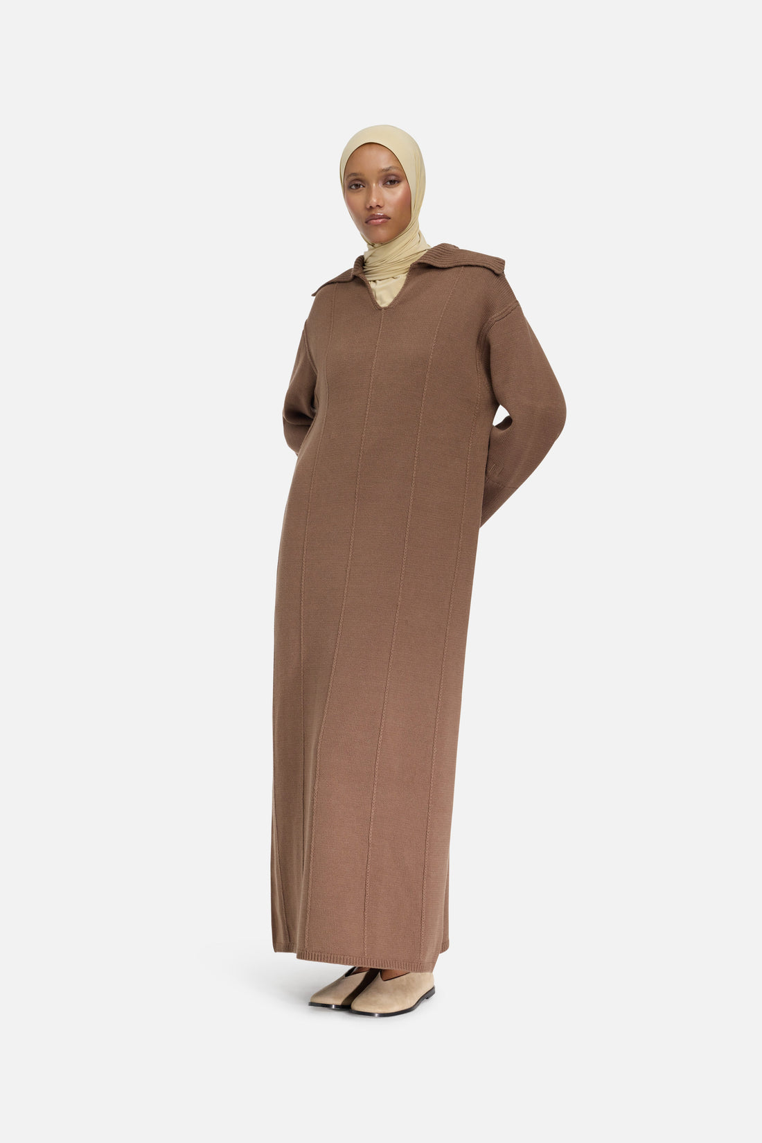 Knitted Collar Robe | Chocolat