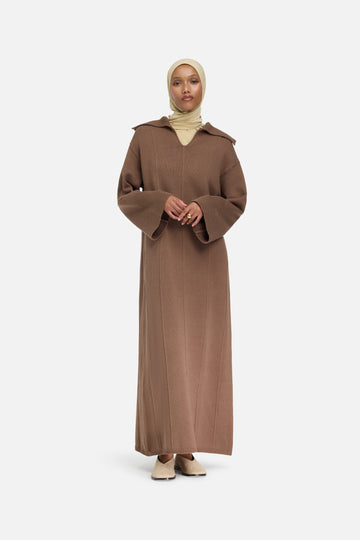 Knitted Collar Robe | Chocolat