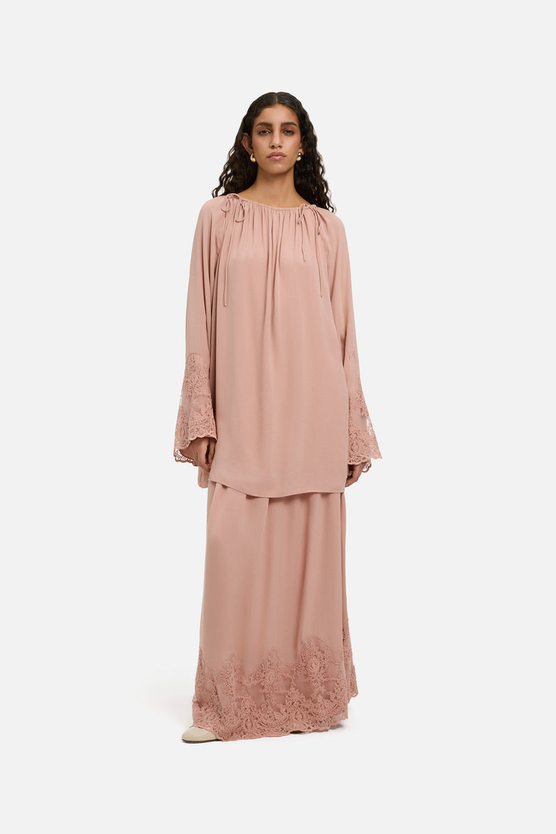 Lace Detailed Jupe | Rose profond