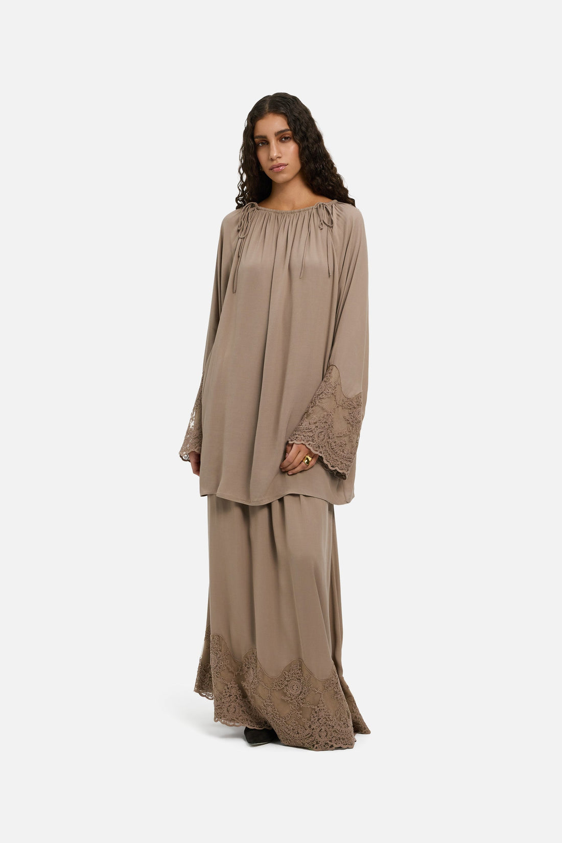 Lace Detailed Jupe | Kaki