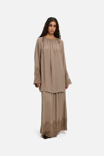 Lace Detailed Jupe | Kaki