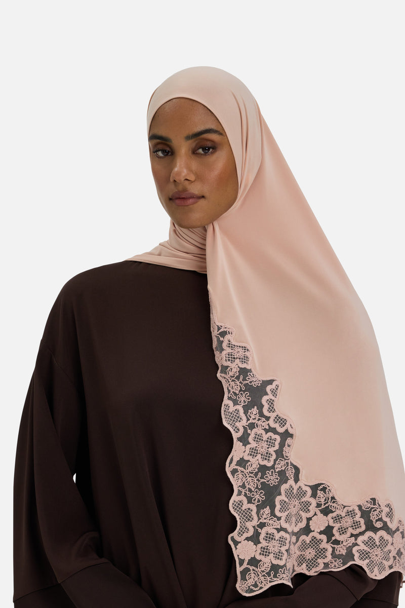 Lace Trim Foulard | Rose profond