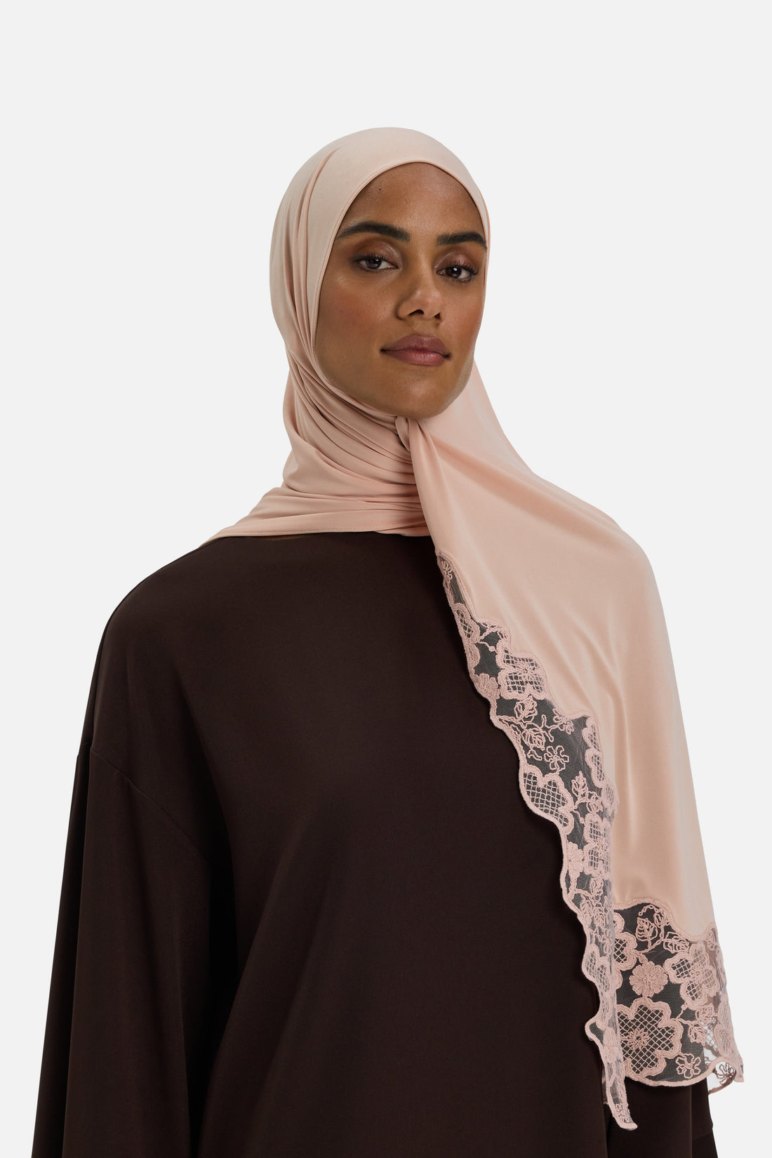 Lace Trim Foulard | Deep Rose