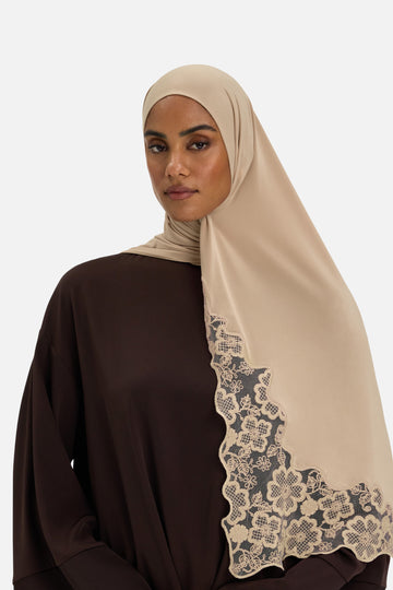 Lace Trim Foulard | Moka