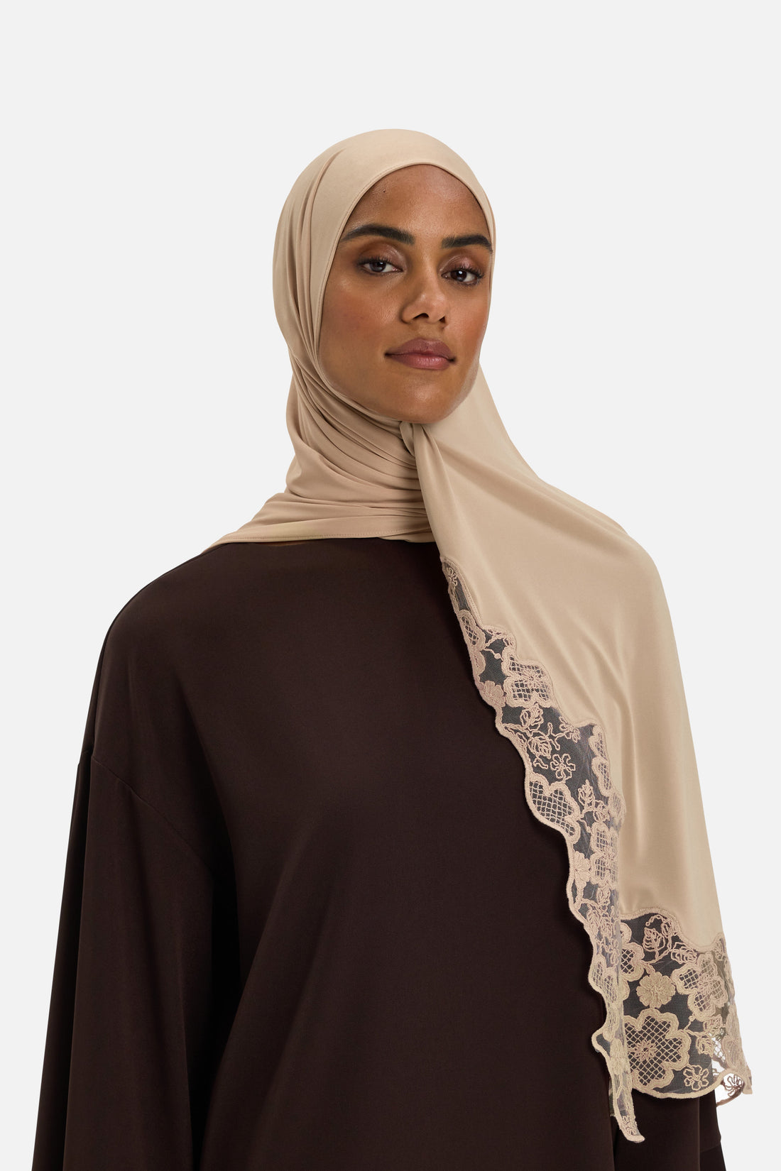 Lace Trim Foulard | Moka
