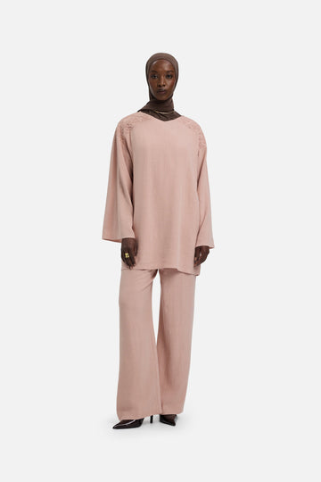 Lace Trim Pantalon | Deep Rose