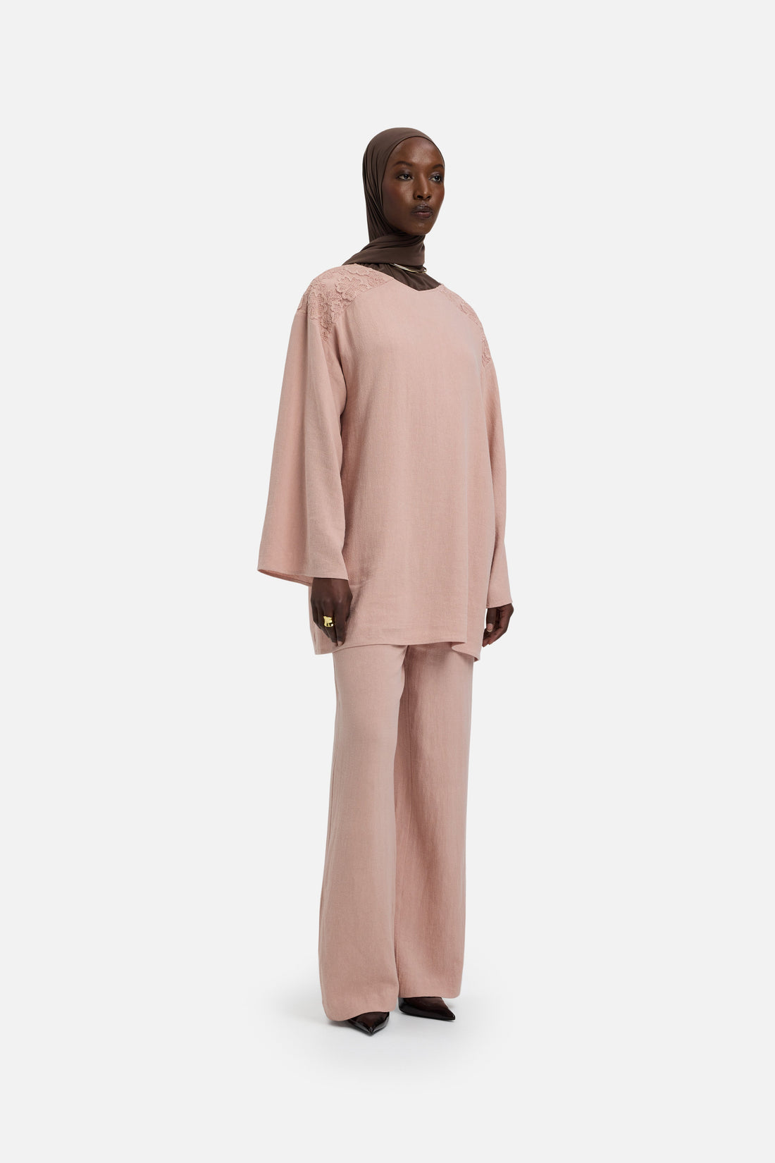 Lace Trim Pantalon | Deep Rose