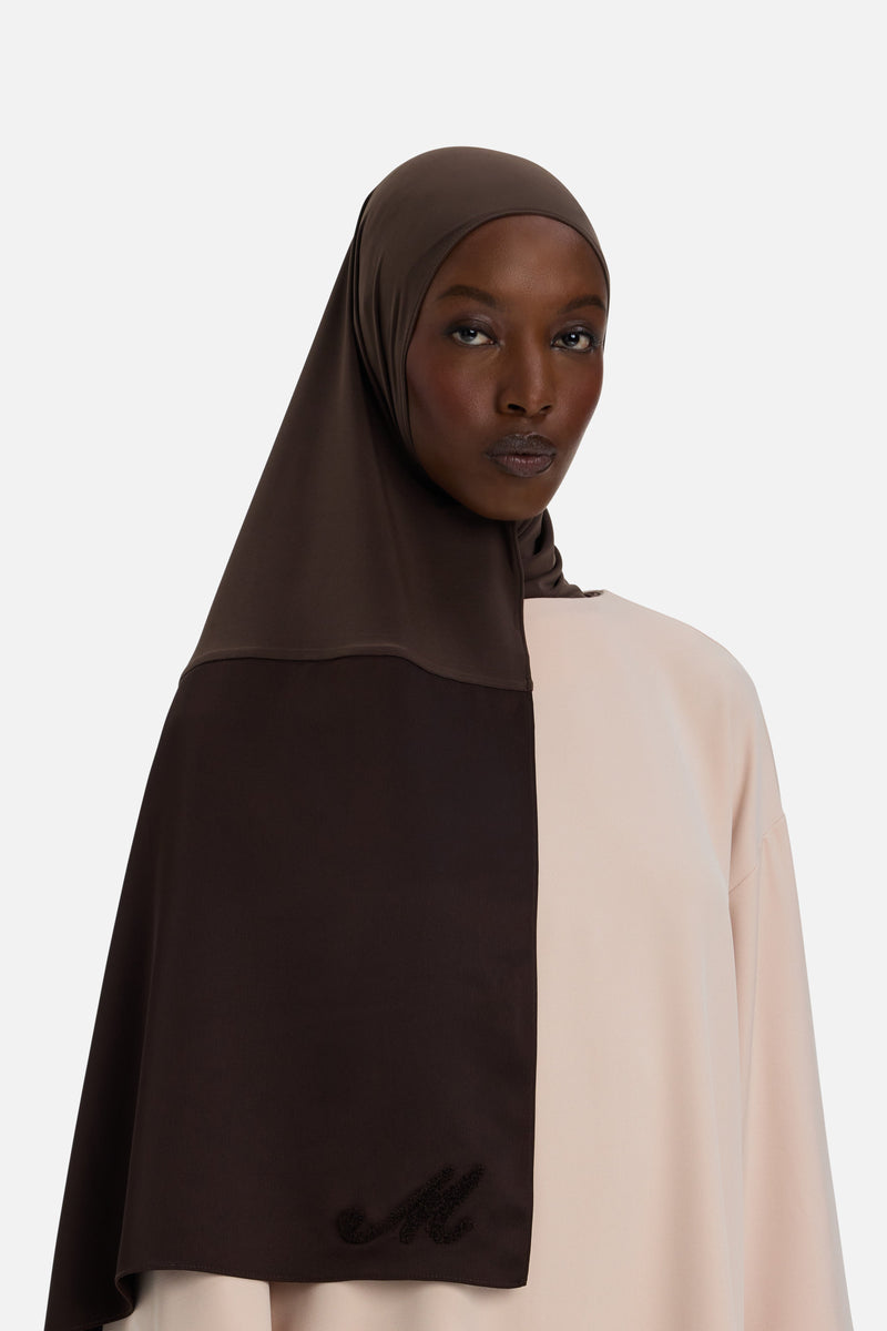 Logo Satin Edge Foulard Premium | Marron foncé