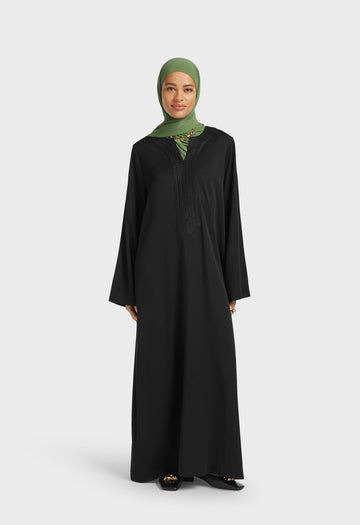 Lurex Embroidered Kaftan Robe | Noir