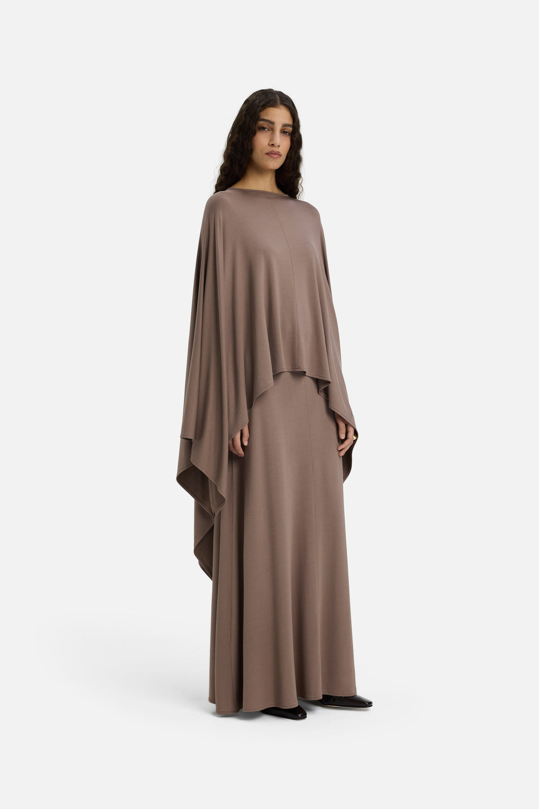 Maxi Flared Jupe | Taupe Rose