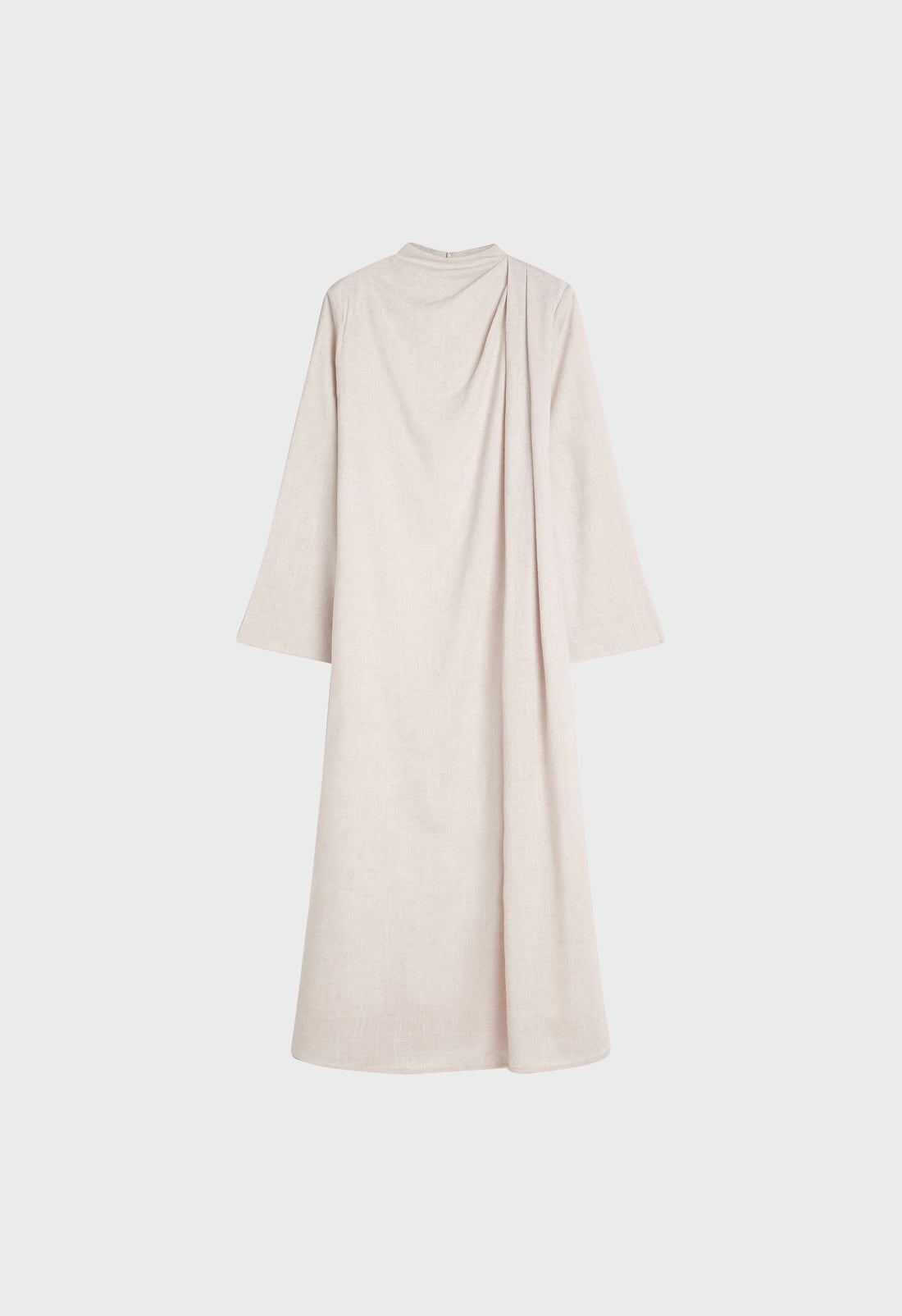 Robe lin drapée asymétrique | Beige mélangé