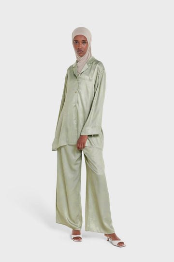 Printed Pantalon | Palm Print Alfalfa