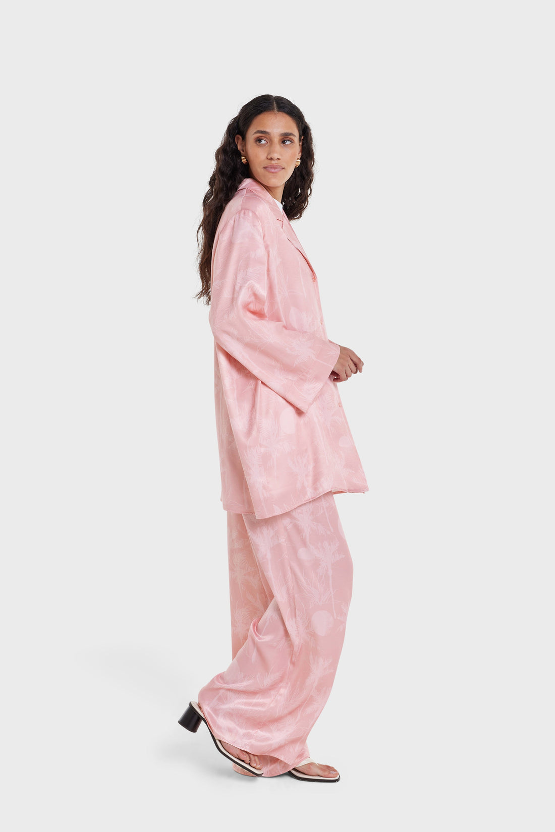 Printed Pantalon | Palm Print Rose Dust
