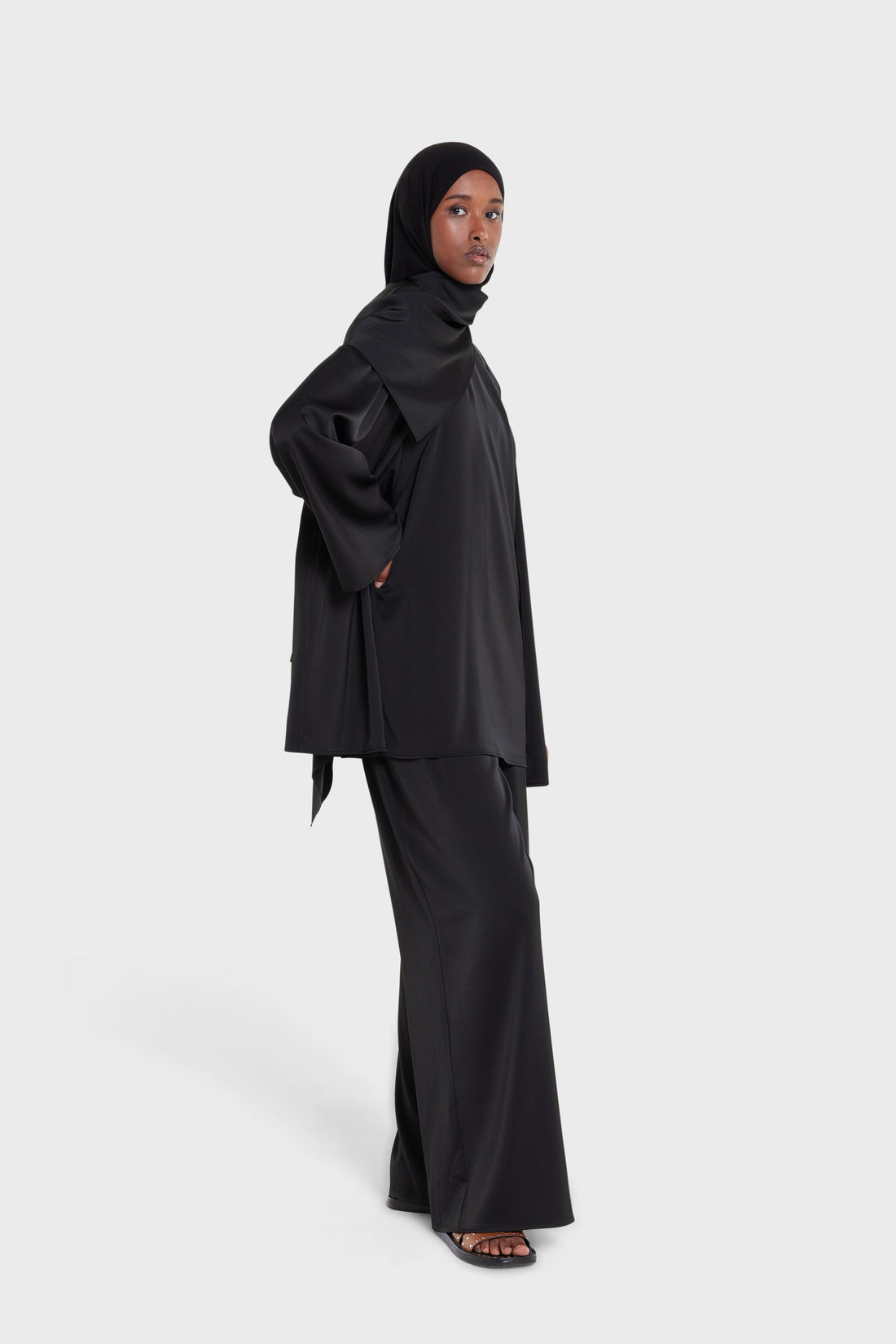 Satin Sleeveless Haut | Noir