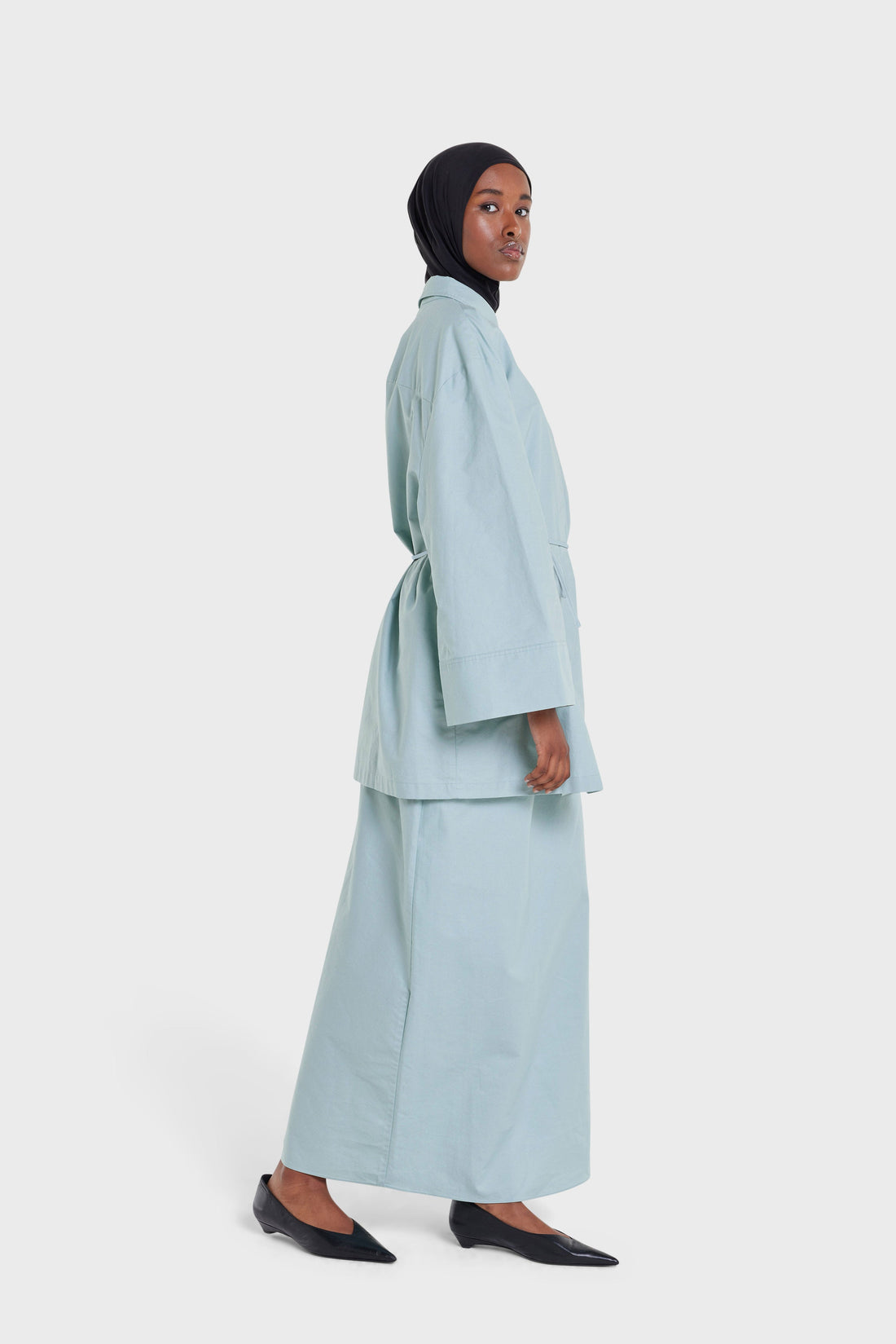 Woven Cotton Jupe | Misty Blue