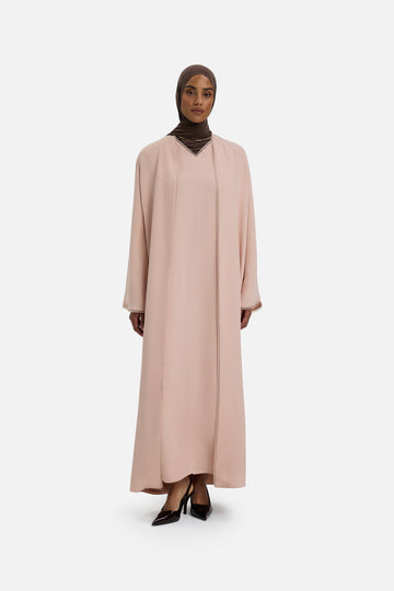 Picot Edge Abaya | Rose foncé