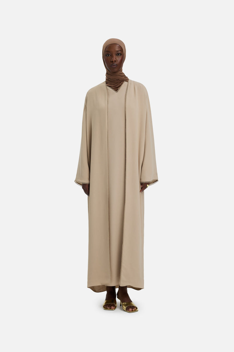 Picot Edge Abaya | Moka