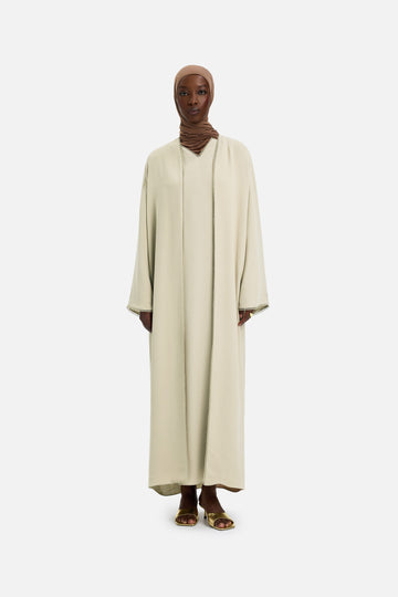 Picot Edge Abaya | Sable