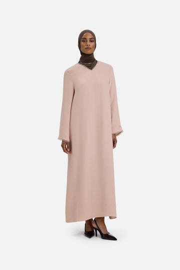 Picot Neck Robe | Rose foncé