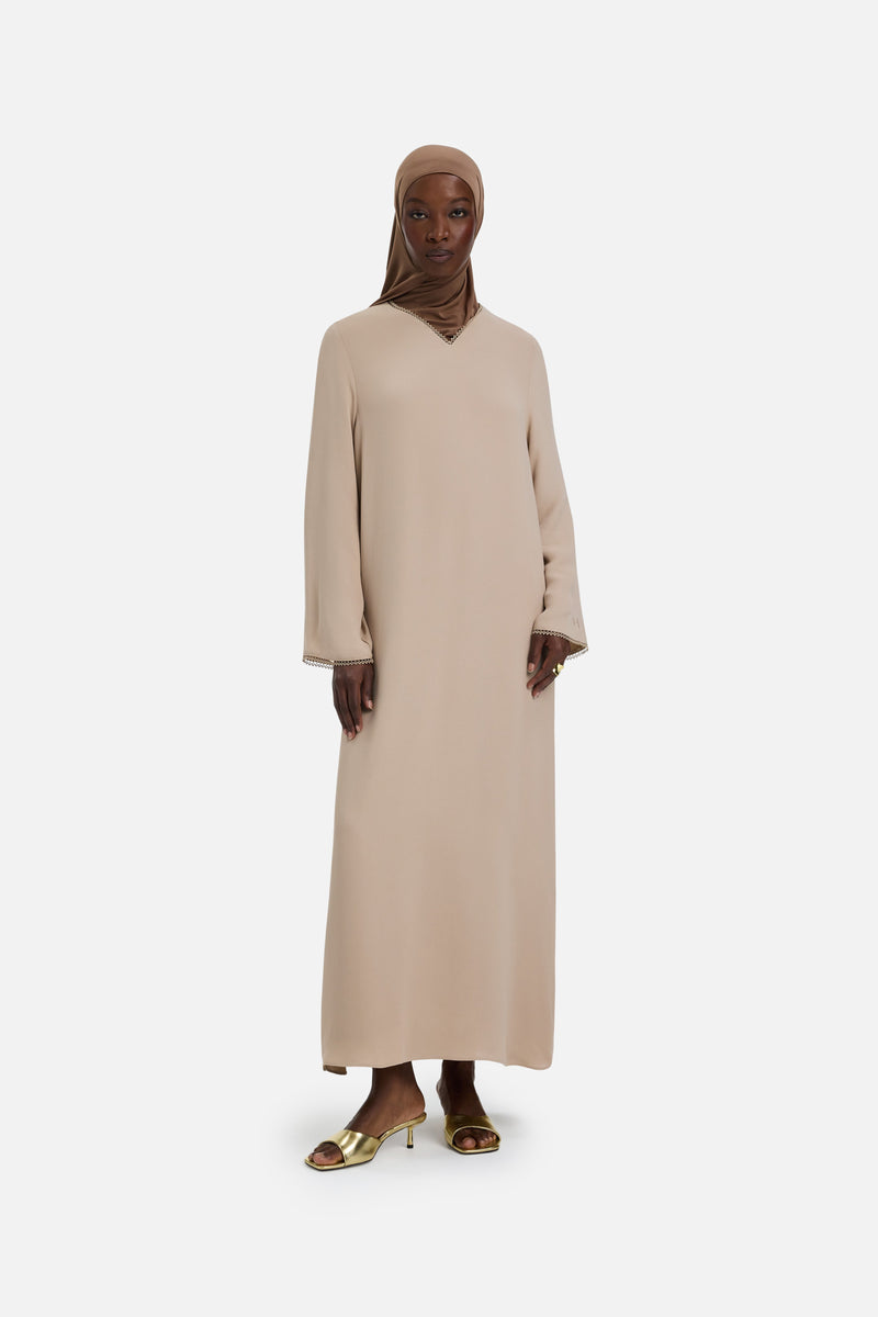 Picot Neck Robe | Moka
