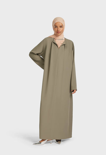 Pleated Neck Robe | Desert Brown