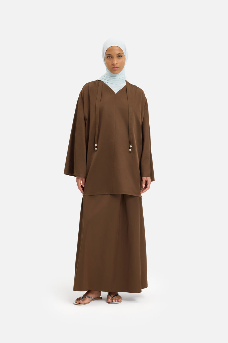 Pleated Jupe | Terre foncée