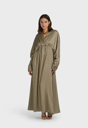 Plisse Gathered Robe | Desert Brown