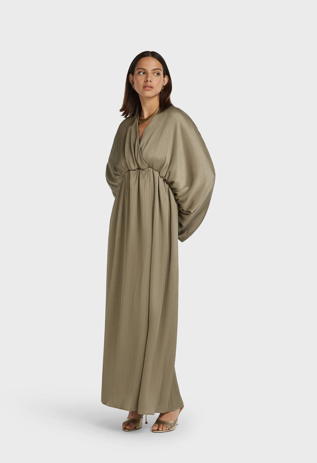 Plisse Gathered Robe | Desert Brown