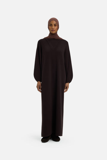 Décontracté Knitted Robe | Marron foncé