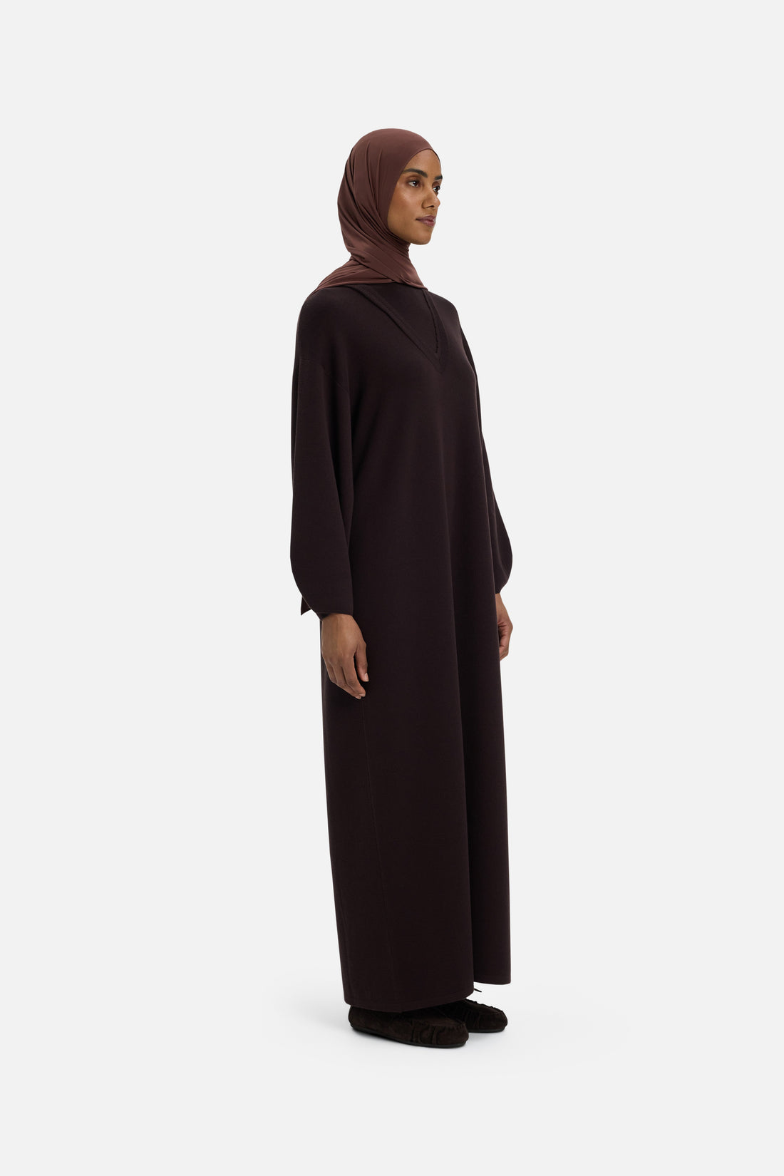 Décontracté Knitted Robe | Marron foncé