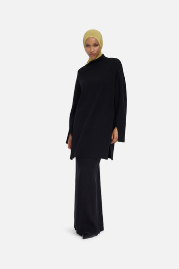 Ribbed Knit Pull | Noir