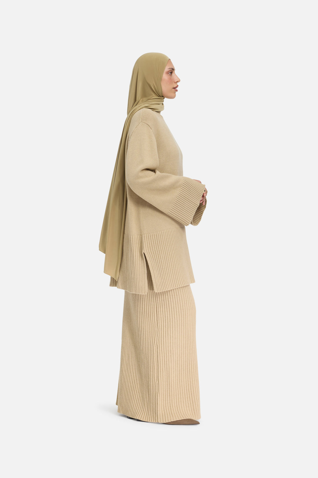 Ribbed Knit Pull | Kaki