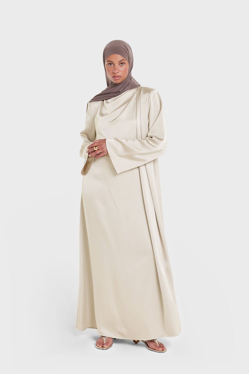 Robe drapée asymétrique regular | Sable clair