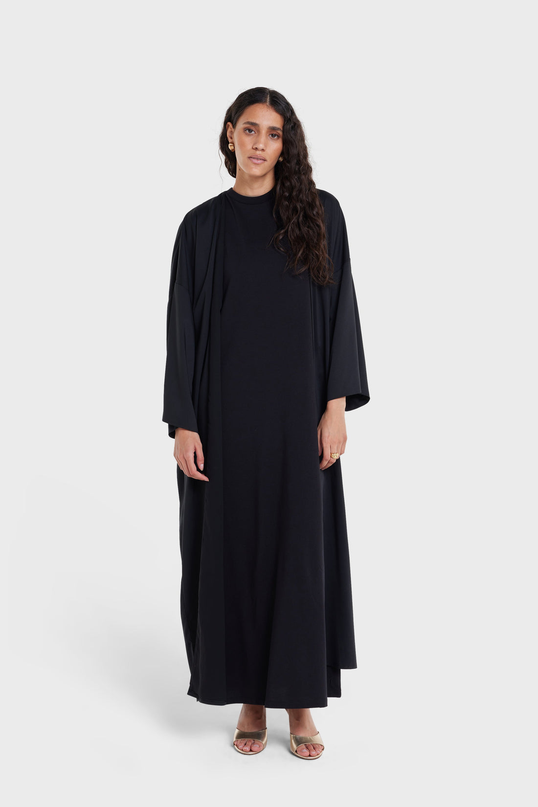 Cotton Sleeveless Robe | Noir