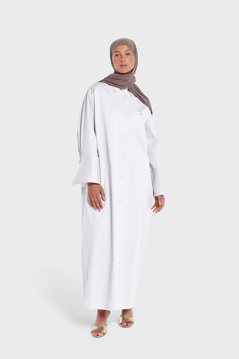 Poplin Long Chemise | Blanc