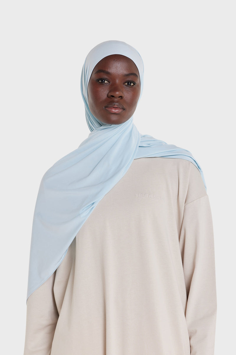 Foulard jersey fluide | Givre bleu