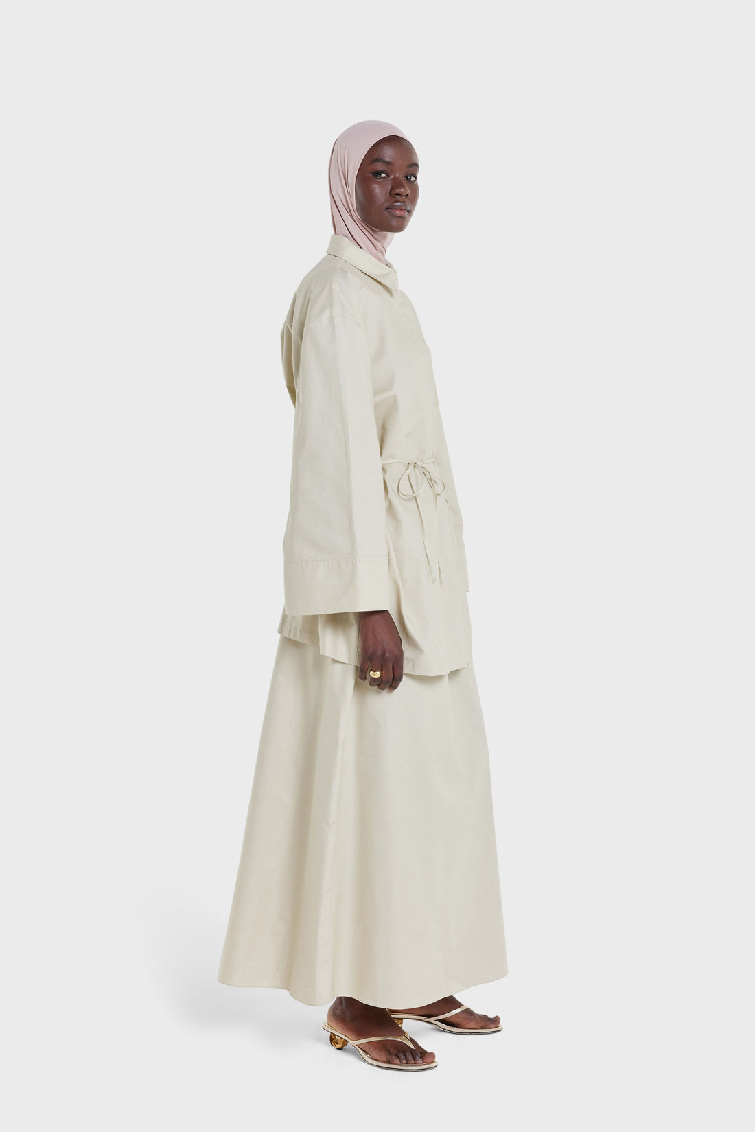 Woven Cotton Jupe | Light Moss