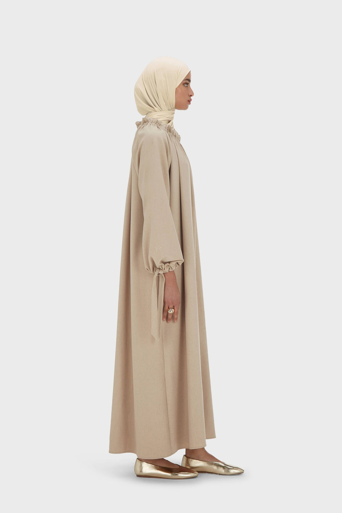 Gathered Neck Robe | White Pepper